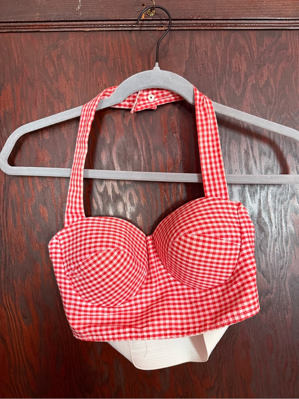 Vintage Red Gingham Bustier Crop Top